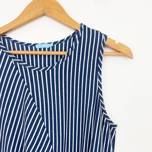 J. McLaughlin Blue 100% Cotton Striped Knotted Midi Dress Size Medium - Picture 5 of 15